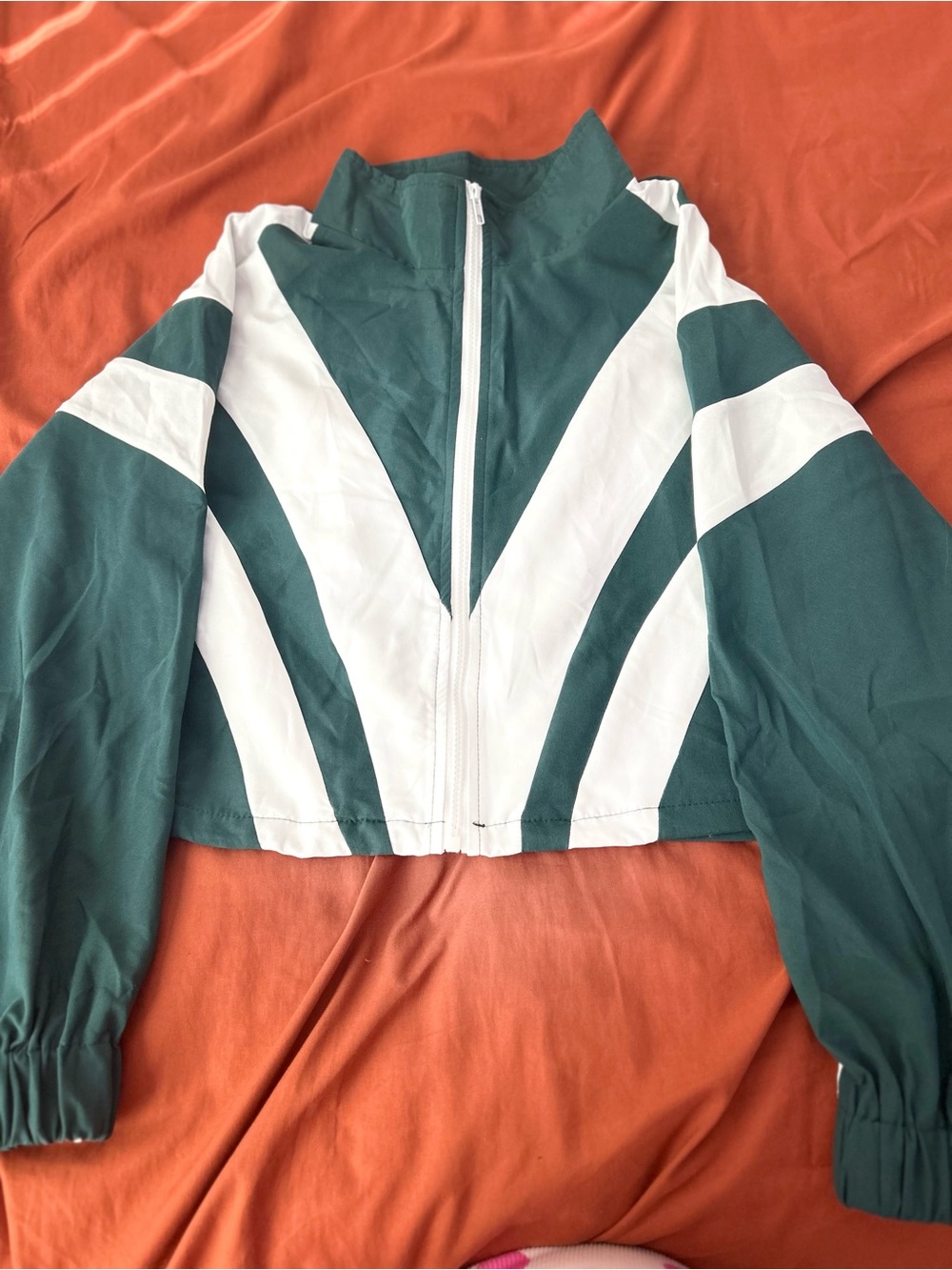 SHEIN Green and White Cropped Ski-Inspired Jacket